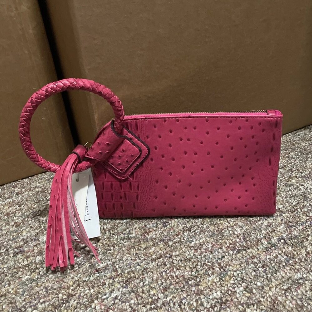 Virago Collection Vegan Leather Wristlet/Clutch In Fuchsia - NWT